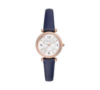 Fossil Carlie Reloj para Mujer, Movimiento de Cuarzo con Correa de Acero o Piel, Marrón, 28MM