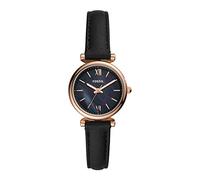 Fossil Carlie Reloj para mujer, movimiento de cuarzo con correa de acero o piel, Negro, 28MM