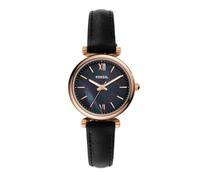 Fossil Carlie Reloj para mujer, movimiento de cuarzo con correa de acero o piel, Negro, 28MM