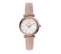 Fossil Carlie Reloj para mujer, movimiento de cuarzo con correa de acero o piel, Rosa claro, 28MM