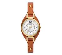 Fossil Carlie Reloj para mujer, movimiento de cuarzo con correa de acero o piel, Tono dorado y marrón, 28MM