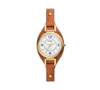 Fossil Carlie Reloj para mujer, movimiento de cuarzo con correa de acero o piel, Tono dorado y marrón, 28MM