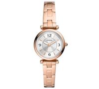 Fossil Carlie Reloj para Mujer, Movimiento de Cuarzo con Correa de Acero o Piel, Tono Oro Rosa, 28MM