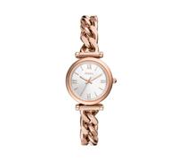 Fossil Carlie Reloj para mujer, movimiento de cuarzo con correa de acero o piel, Tono oro rosa y blanco, 28MM