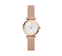 Fossil Carlie Reloj para mujer, movimiento de cuarzo con correa de acero o piel, Tono oro rosa y blanco, 29MM