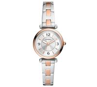 Fossil Carlie Reloj para mujer, movimiento de cuarzo con correa de acero o piel, Tono oro rosa y tono plata, 28MM