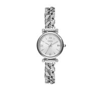 Fossil Carlie Reloj para mujer, movimiento de cuarzo con correa de acero o piel, Tono plata y blanco, 28MM