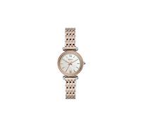 Fossil Carlie Reloj para mujer, movimiento de cuarzo con correa de acero o piel, Tono plateado y tono oro rosa, 28MM