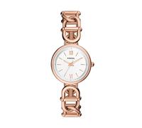 Fossil Carlie Watch para Mujer, Movimiento de Cuarzo a Tres Agujas en Tono Oro Rosa con Correa de Acero Inoxidable, Melocotón Claro, 30 mm