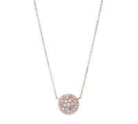 Fossil Collar colgante redondo de acero inoxidable tono oro rosa para mujer con cierre de langosta