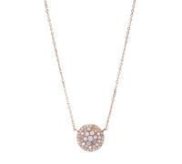 Fossil Collar colgante redondo de acero inoxidable tono oro rosa para mujer con cierre de langosta