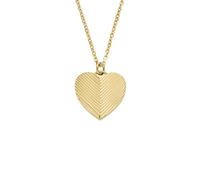 Fossil Collar con colgante de corazón para mujer Harlow de acero inoxidable en tono dorado con textura lineal, JF04652710