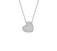 Fossil Collar con colgante para Mujer Sadie Glitz Heart de acero inoxidable, JF04674040, Tono Plateado