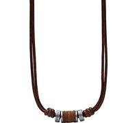Fossil, Collar de cuero y acero inoxidable, para Hombre