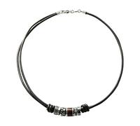 Fossil Collar para Hombre, Marrón, Collar de Cuero Auténtico Plateado, JF84068040, Plata