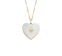 Fossil Collar para Mujer Locket Collection Collar con corazón de cadena de nácar blanco, Longitud: 406mm+60mm, Anchura: 17.8mm, Altura: 17.7mm, JF04430710
