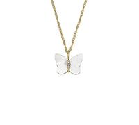 Fossil Collar para Mujer Radiant Wings Collar Cadena Mariposa Nacar Blanca, Longitud: 406mm+60mm, Ancho: 13.2mm, Altura: 11mm, JF04424710
