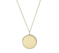 Fossil Collar redondo con colgante, Acero inoxidable dorado con cierre de mosquetón, para mujer