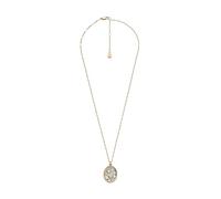 Fossil Collar redondo con colgante, Acero inoxidable dorado con cierre de mosquetón, para mujer