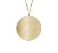 Fossil Collar redondo con colgante, Acero inoxidable dorado con cierre de mosquetón, para mujer