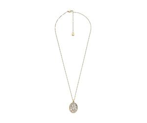 Fossil Collar redondo con colgante, Acero inoxidable dorado con cierre de mosquetón, para mujer