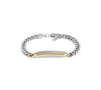 Fossil Drew - Pulsera de identificación de acero inoxidable de dos tonos para hombre, talla única, acero inoxidable, sin piedras preciosas, talla única, Acero inoxidable, No es una piedra preciosa