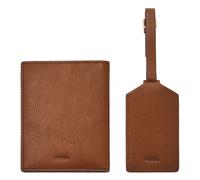 FOSSIL estuche de identificación Gift Set Passport Case and Luggage Tag Brown