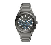 Fossil Everett - Reloj cronógrafo de acero inoxidable ahumado para hombre, color plomizo, plomizo