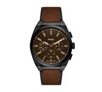 Fossil Everett - Reloj cronógrafo de Cuero marrón para Hombre, Color marrón