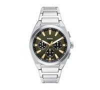 Fossil Everett Reloj para Hombre de Acero Inoxidable Color Plateado de 44MM, FS6183
