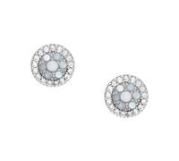 FOSSIL Pendientes de Acero Inoxidable o Semipreciosos para Mujer con Cierre de Gancho, Azul Claro, Plateado y azul claro