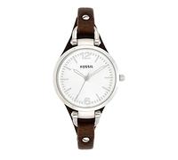 Fossil Georgia Reloj para mujer, movimiento de cuarzo con correa de acero o piel, Marrón y tono plateado, 32MM