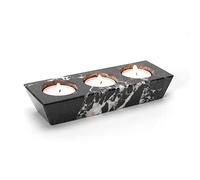 Fossil Gift Shop - Candelero de Mármol Negro de 3 hoyos -¡Incluye Luces de Té!