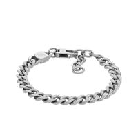 Fossil Pulsera de Cadena para Hombre Harlow de Acero Inoxidable con textura lineal, JF04697040, Tono Plata, Gris claro