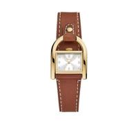 Fossil Harwell Reloj para mujer, movimiento de cuarzo con correa de acero o piel, Marrón y dorado, 28MM