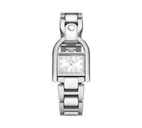 Fossil Harwell Reloj para mujer, movimiento de cuarzo con correa de acero o piel, Tono plata y blanco, 28MM