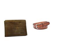 Fossil Hombre Derrick Cartera de Cuero marrón y cinturón Griffin, Estuche