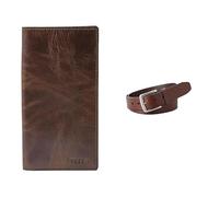 Fossil Hombre Derrick Cartera de Cuero marrón y cinturón Joe, Estuche