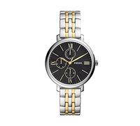 Fossil Jacqueline Reloj para mujer, movimiento cronógrafo con correa de acero o piel, Tono seda y negro, 38MM