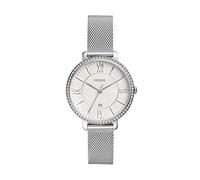 Fossil Jacqueline Reloj para mujer, movimiento de cuarzo con correa de acero o piel, Plata y blanco, 36MM
