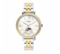Fossil Jacqueline Reloj para mujer, movimiento multifunción con correa de acero inoxidable o piel, Tono plateado y tono dorado, 36MM