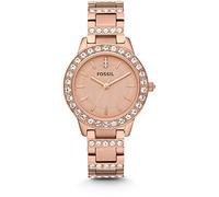 Fossil Jesse Reloj para mujer, movimiento de cuarzo con correa de acero o piel, Tono oro rosa y purpurina, 34MM
