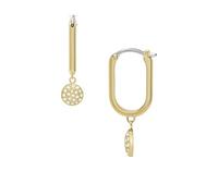 Fossil JF04546710, Pendientes de aro con disco Sadie Glitz para mujer, acero inoxidable, tono dorado