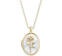 Fossil JF04976710 - Collar de mujer con diseño de flor, acero inoxidable, oro blanco, nácar, 45,7 cm