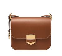 Fossil Lennox - Bolso bandolera de piel con solapa grande o pequeña para mujer, Marrón, Large