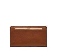 Fossil Liza - Cartera Plegable de Piel para Mujer, Color marrón con patrón Dorado, Talla única