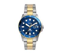 Fossil Men's 42mm Blue Quartz Stainless Steel, Gold/Silver/Blue Dive-Inspired Three-Hand Watch, FS6034