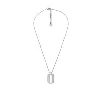 Fossil Collar con placa de identificación de hombre en acero inoxidable con cierre de langosta, Plata brillo