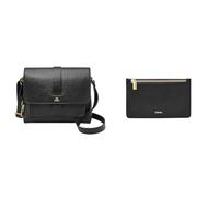Fossil Mujer Kinley Bolso de cuero negro y cartera Logan, Estuche