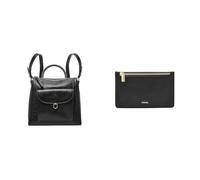 Fossil Mujer Parker Bolso de cuero negro y cartera Logan, Estuche